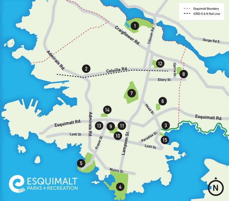 Open a map of Esquimalt parks and playgrounds.