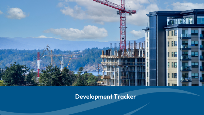 image of buildings; text: development tracker