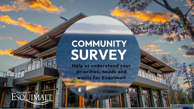 gorge pavilion with "community survey" text overlay