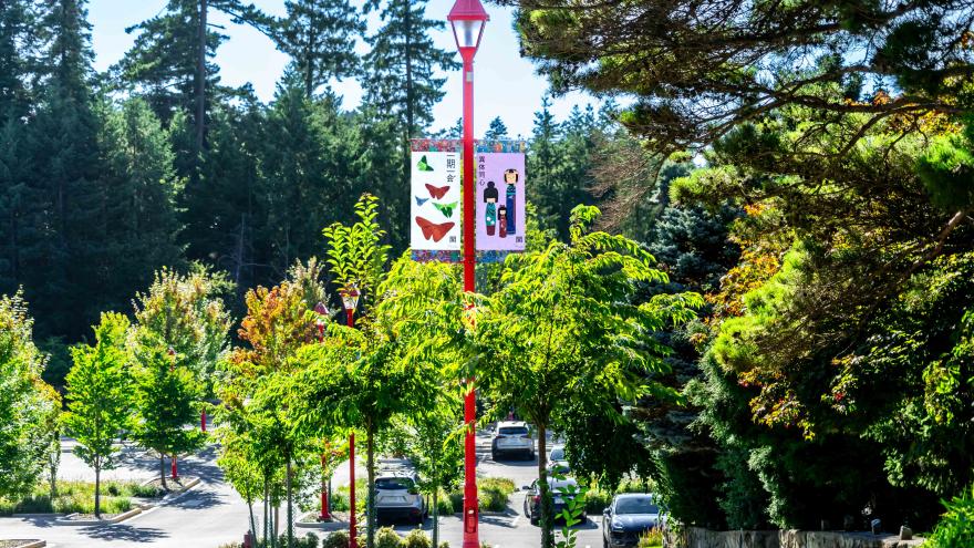 gorge-park-banners on display along the road