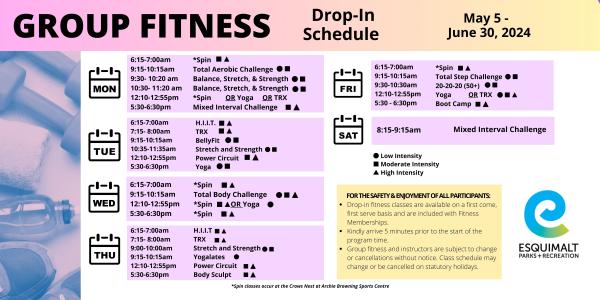 Spring 2024 Fitness Drop-in Schedule