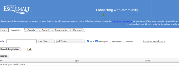 Image of Legistar Meeting Webpage
